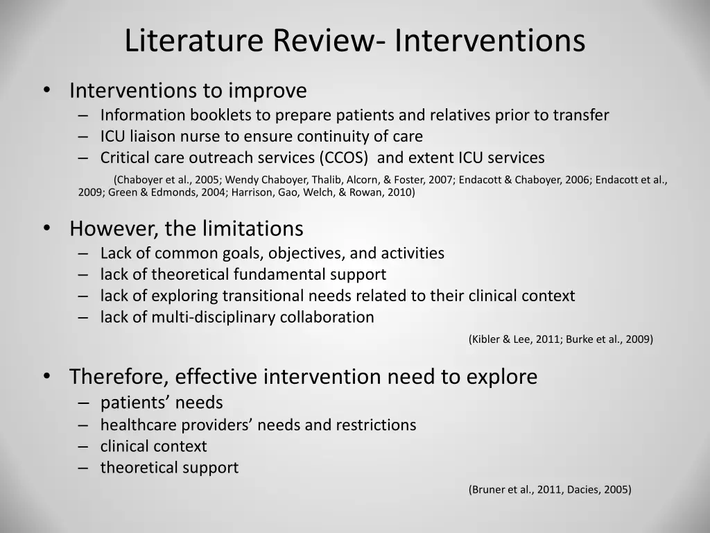 literature review interventions