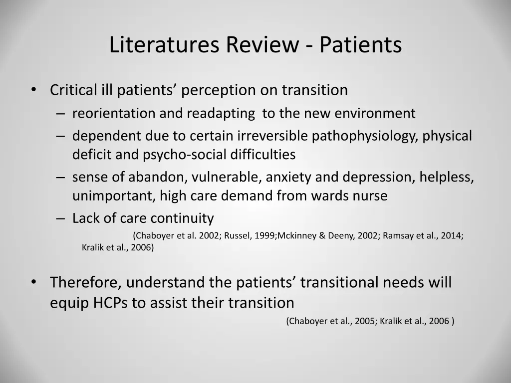 literatures review patients