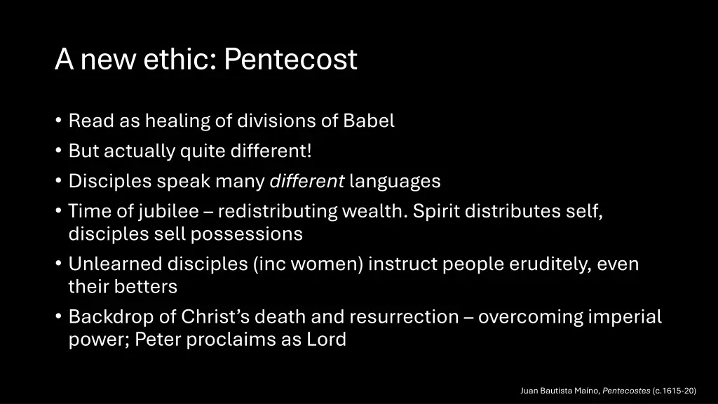a new ethic pentecost