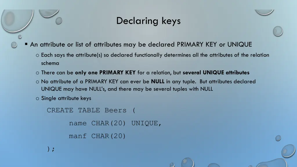 declaring keys