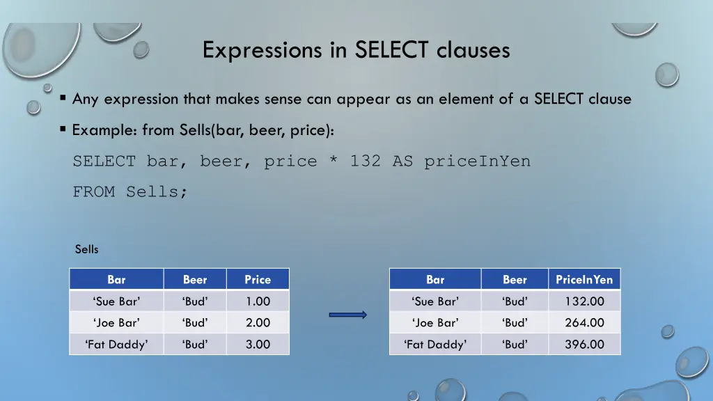 expressions in select clauses