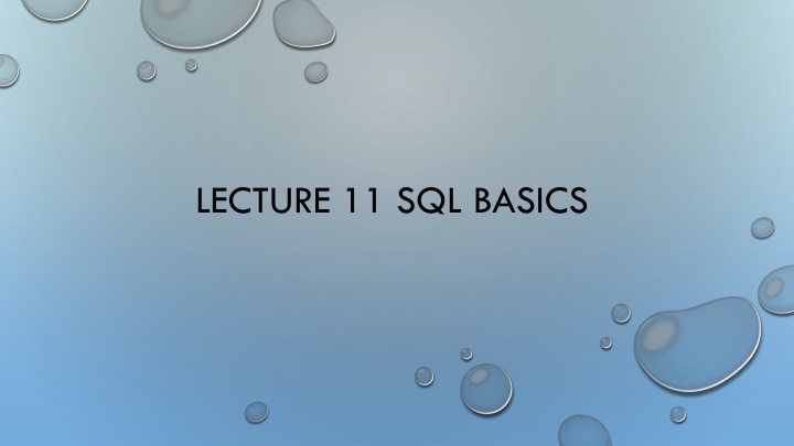 lecture 11 sql basics