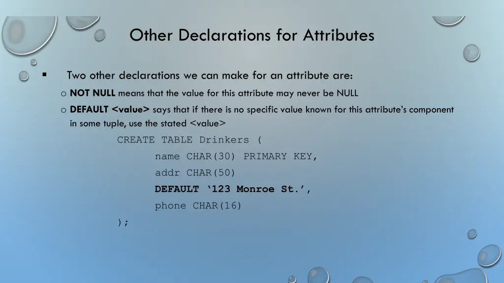 other declarations for attributes