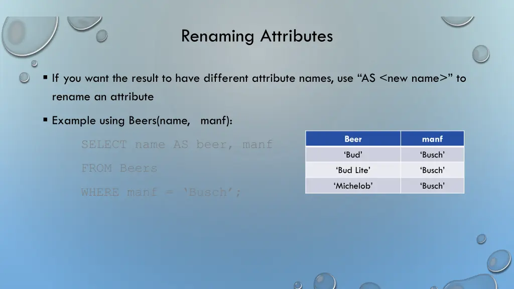 renaming attributes