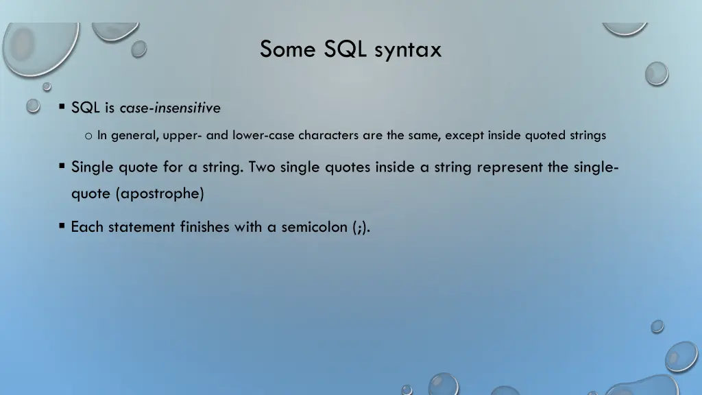 some sql syntax