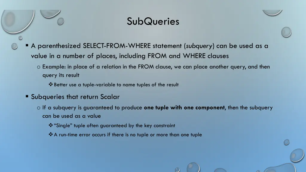subqueries