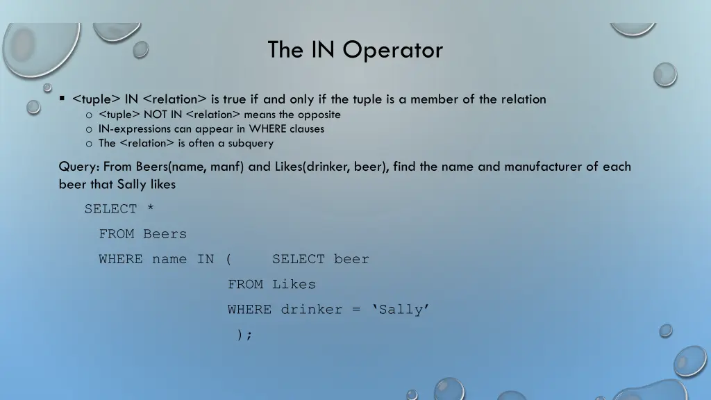 the in operator