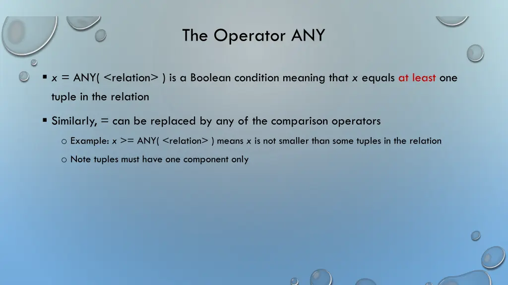 the operator any