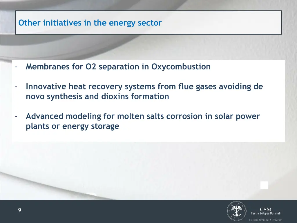 other initiatives in the energy sector