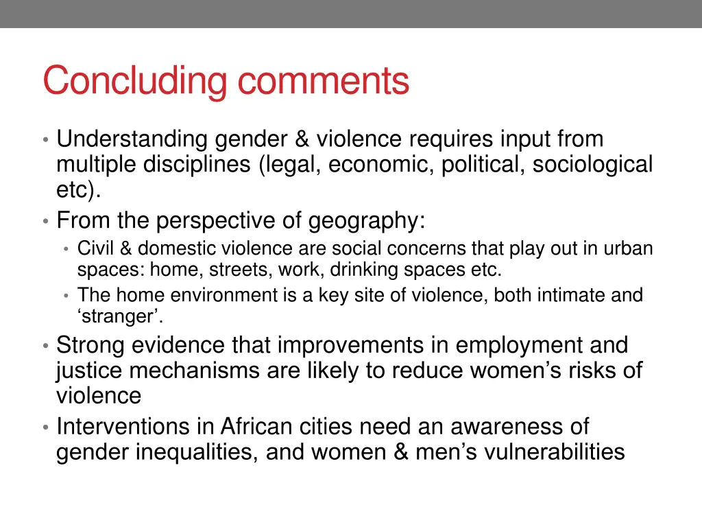concluding comments