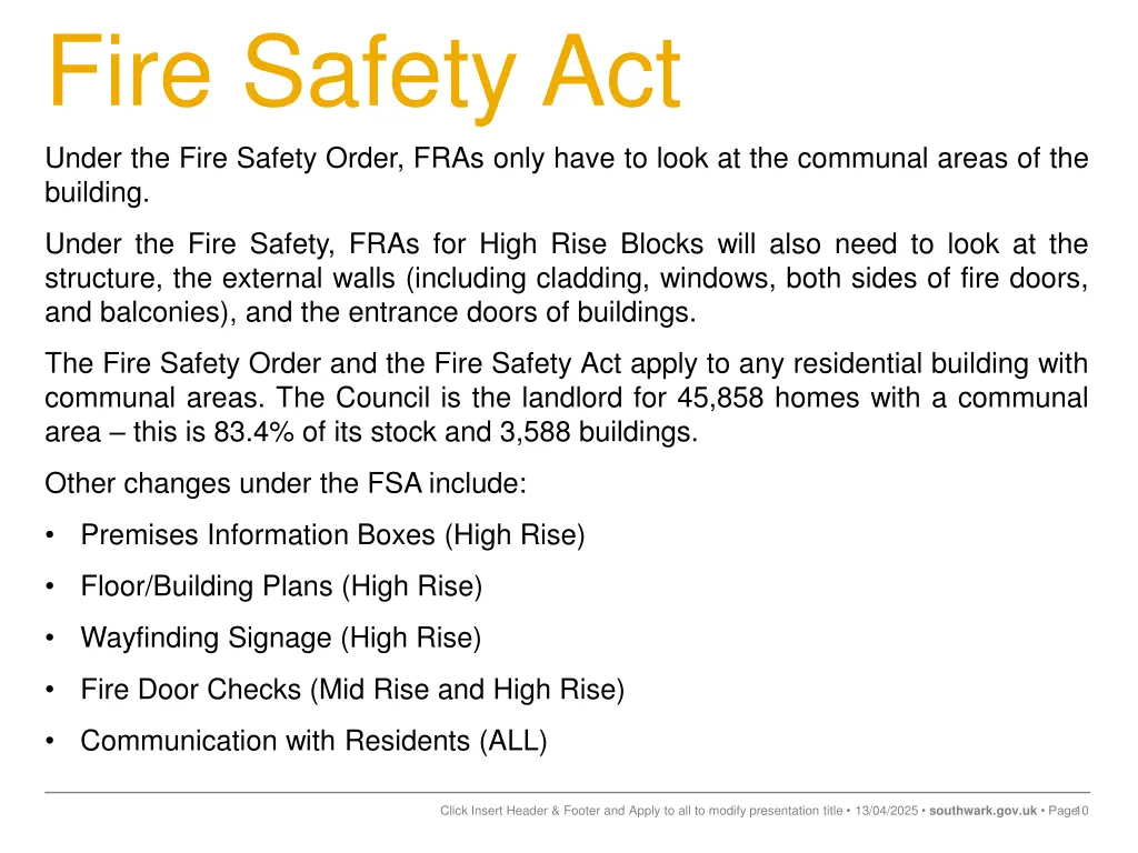 fire safety act under the fire safety order fras