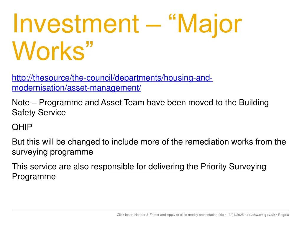 investment major works