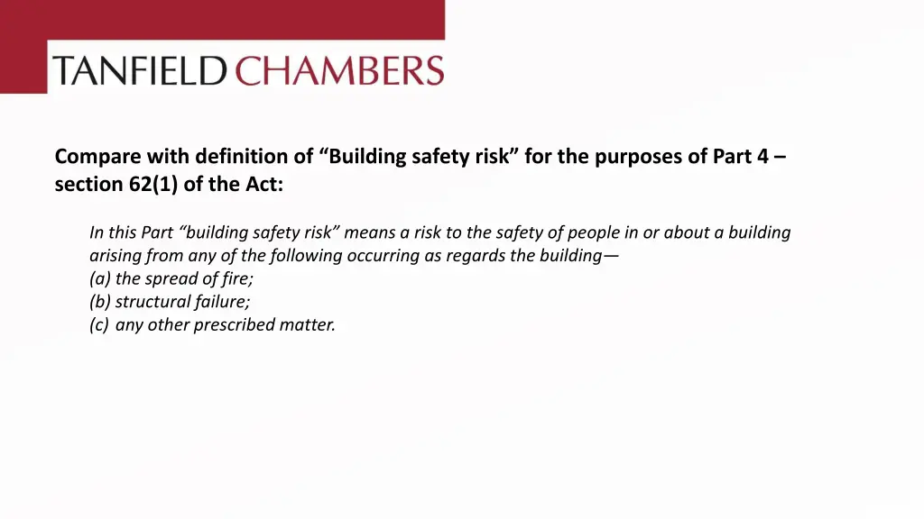 compare with definition of building safety risk