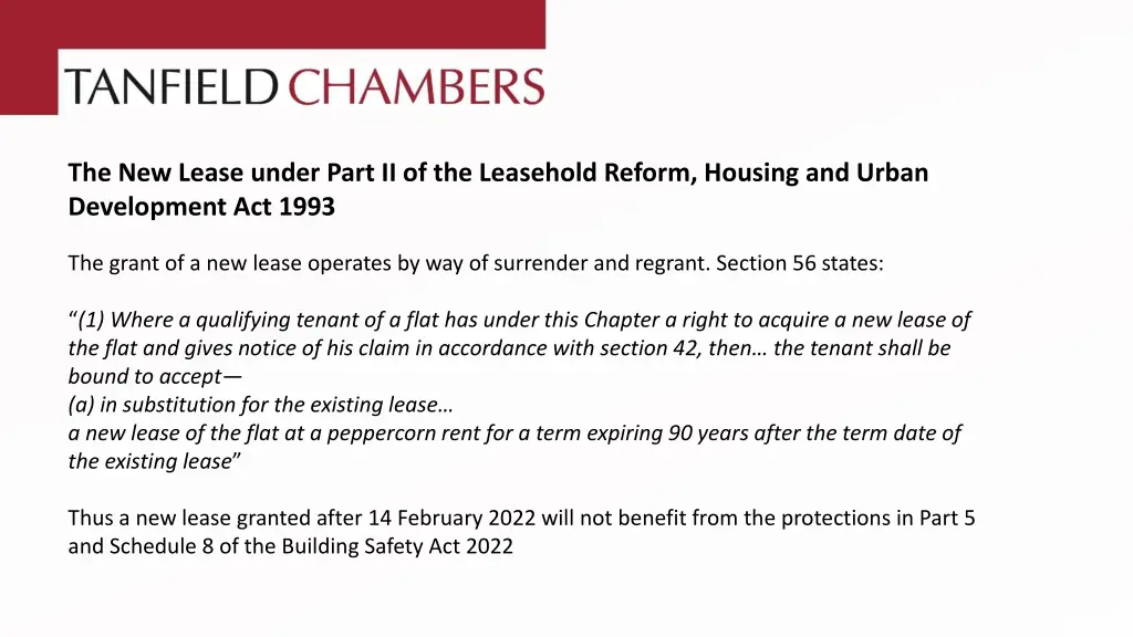 the new lease under part ii of the leasehold