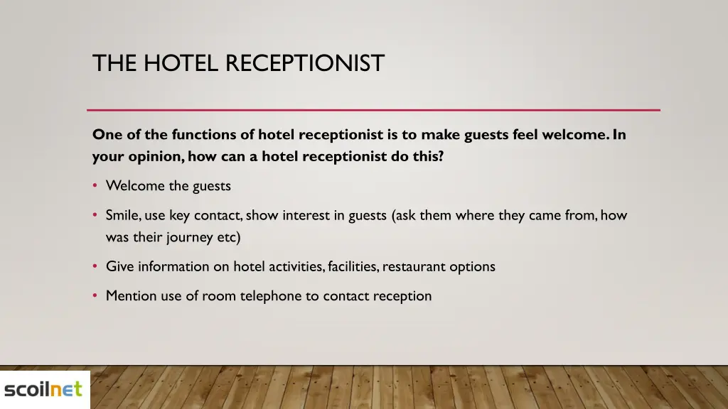 the hotel receptionist 1