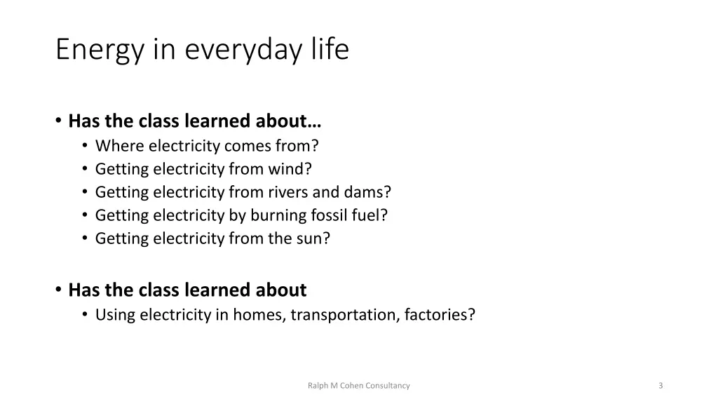 energy in everyday life