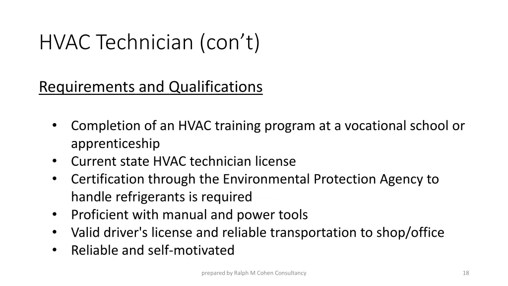 hvac technician con t
