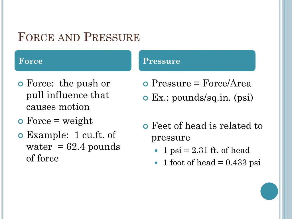 f orce and p ressure