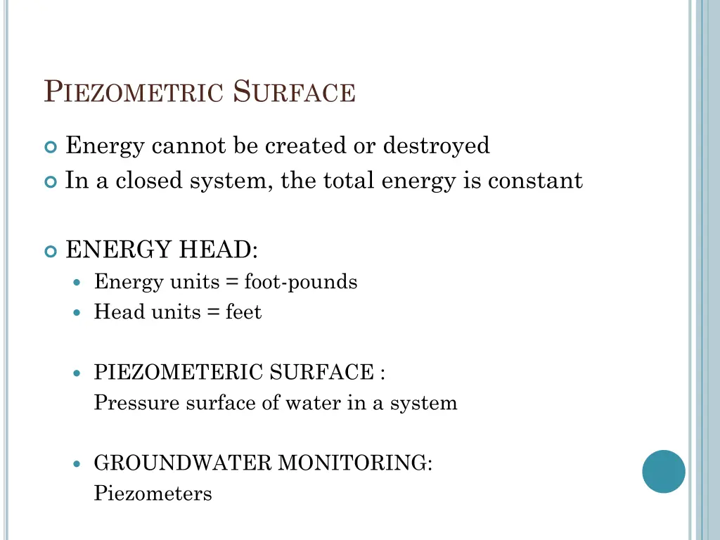 p iezometric s urface