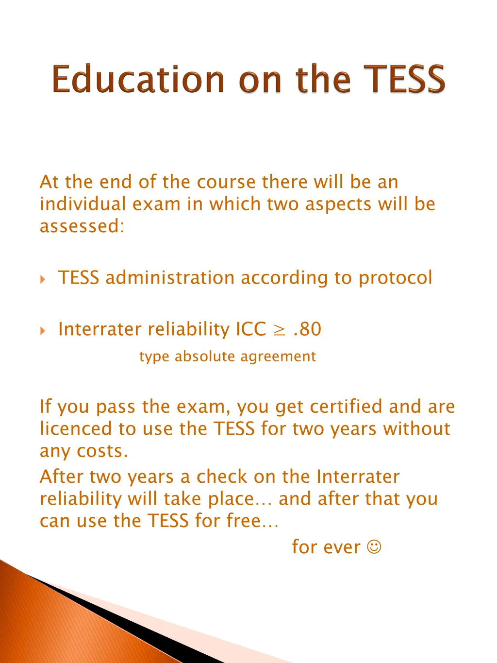 at the end of the course there will