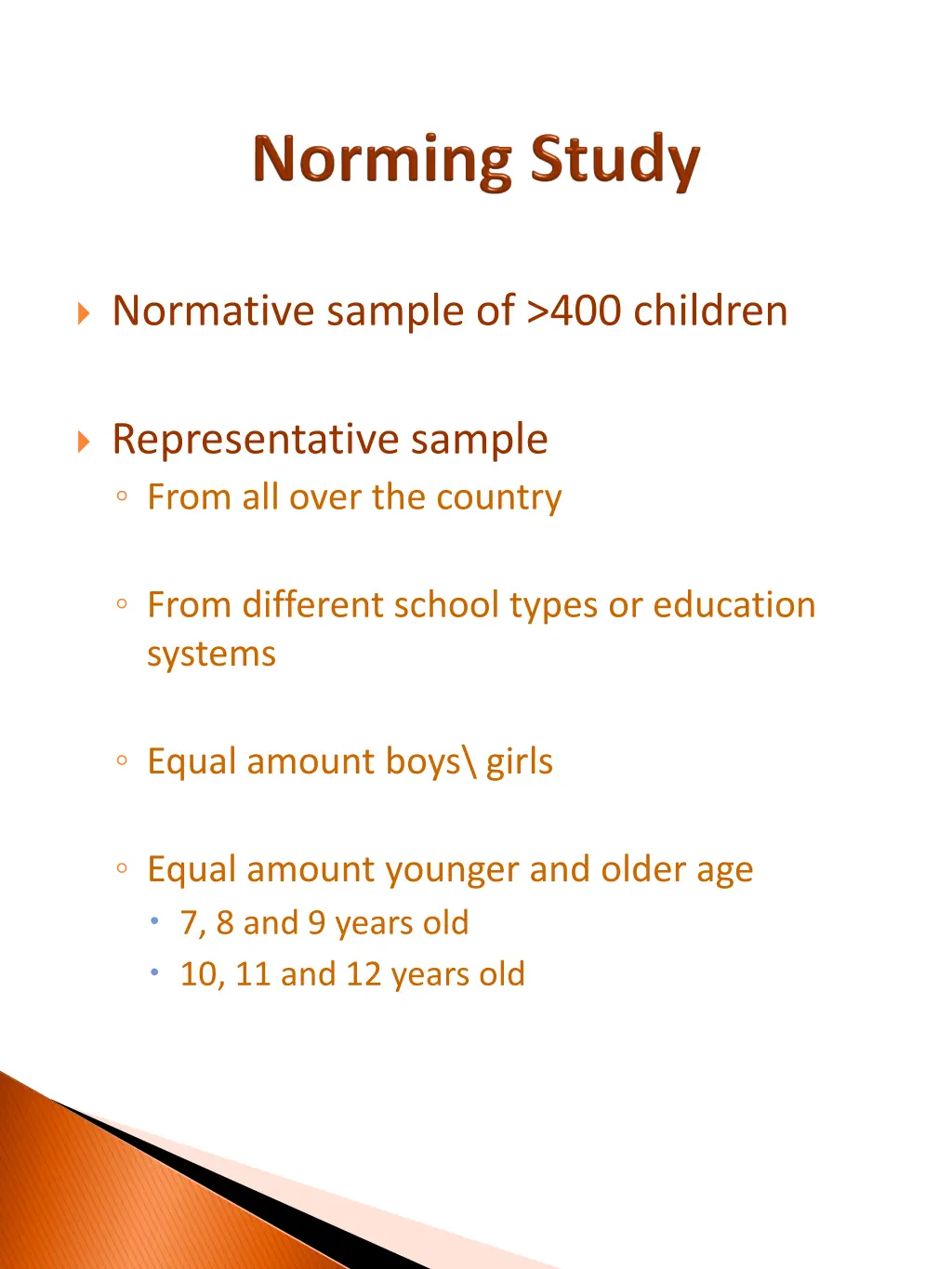 normative sample of 400 children
