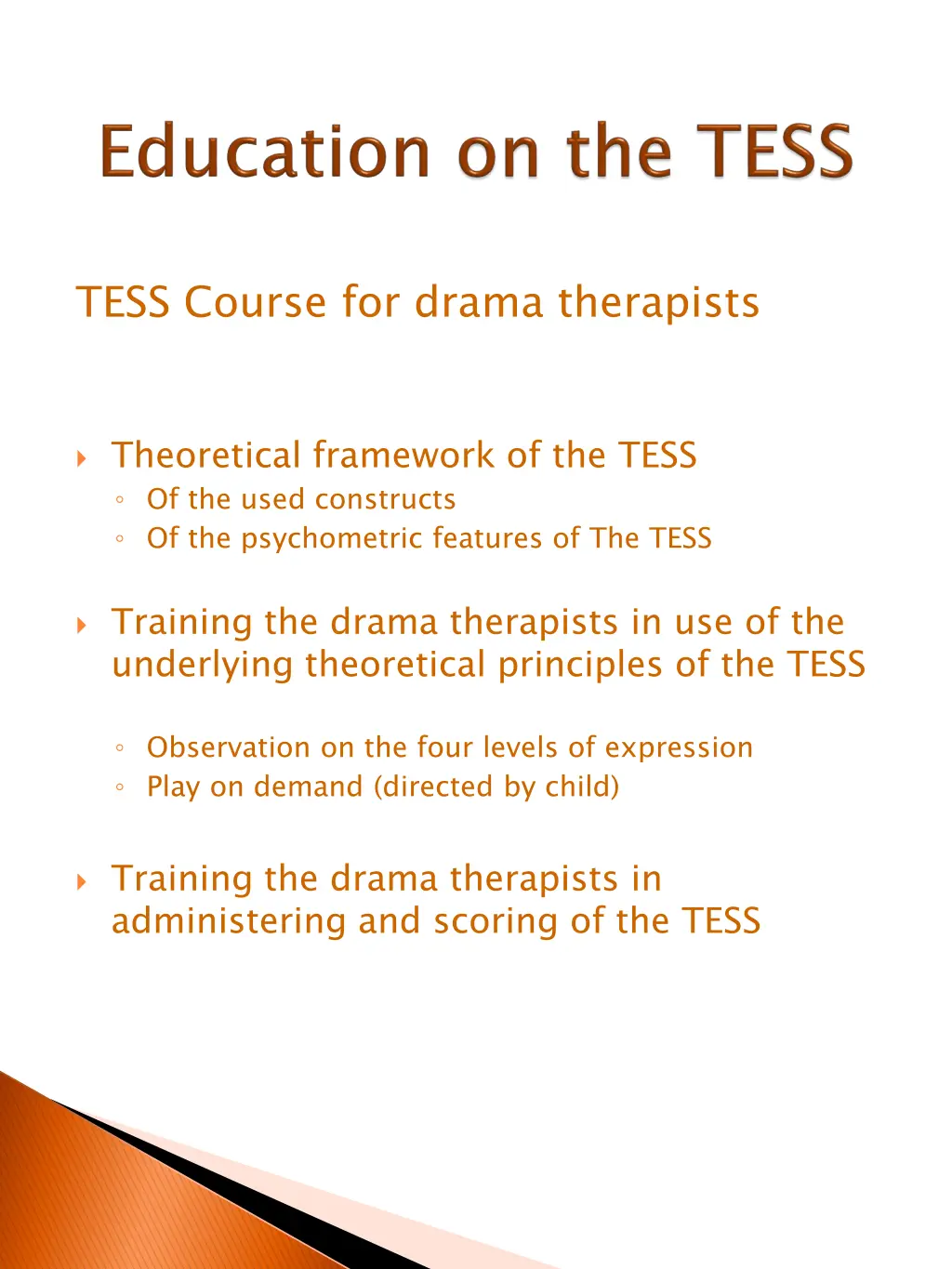 tess course for drama therapists