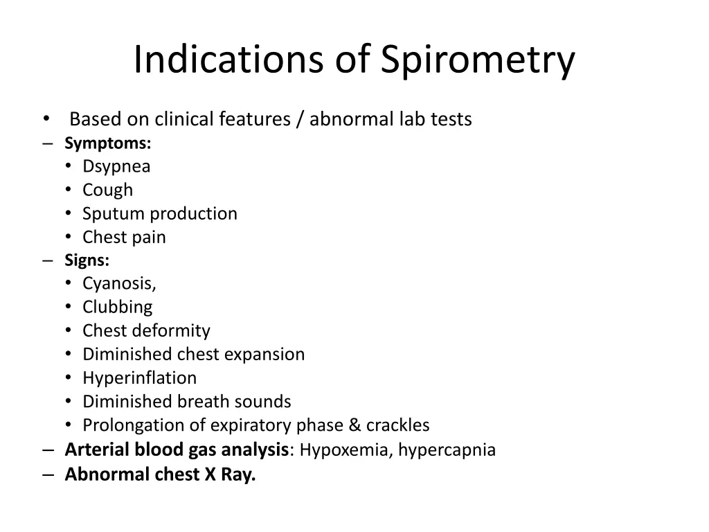 indications of spirometry