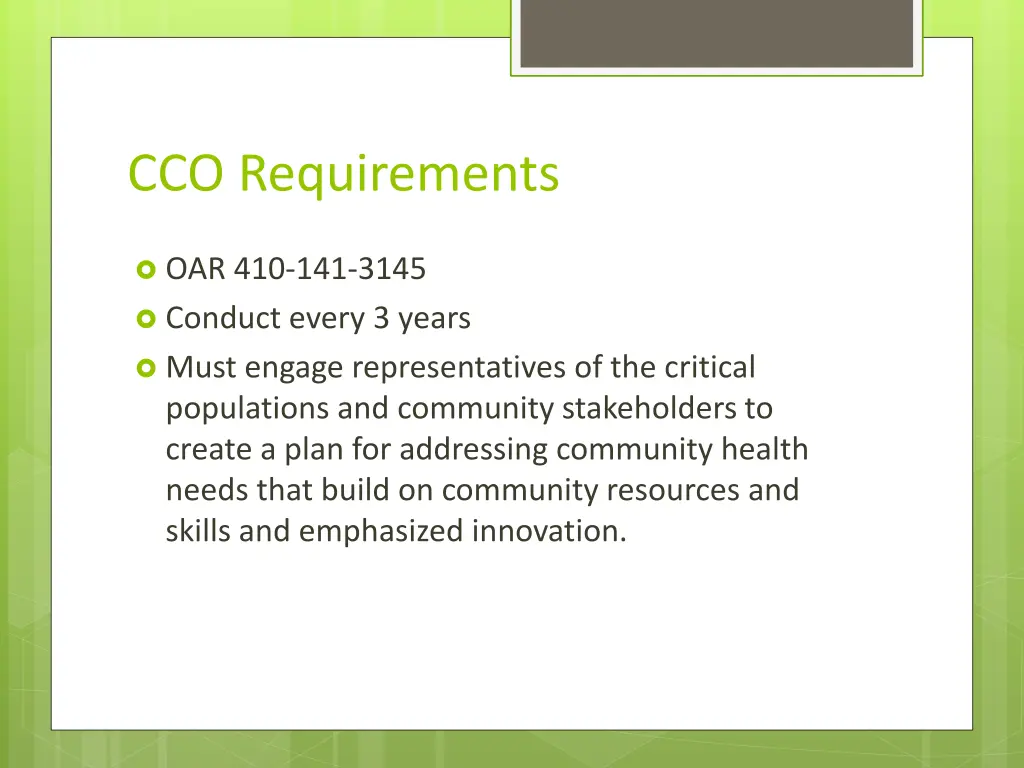 cco requirements