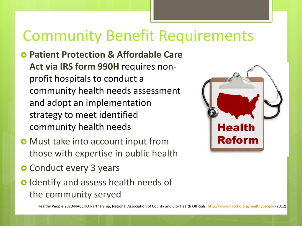 community benefit requirements