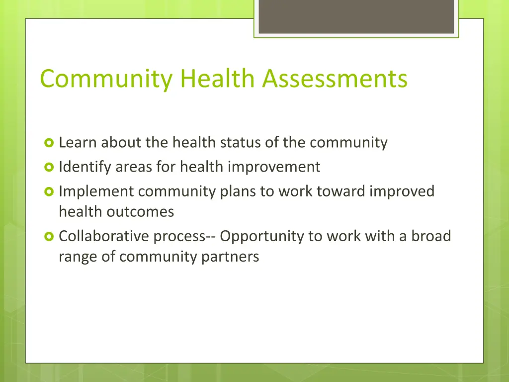 community health assessments