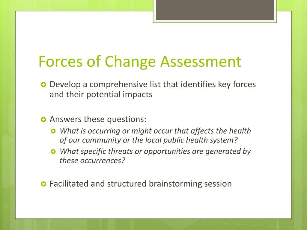 forces of change assessment