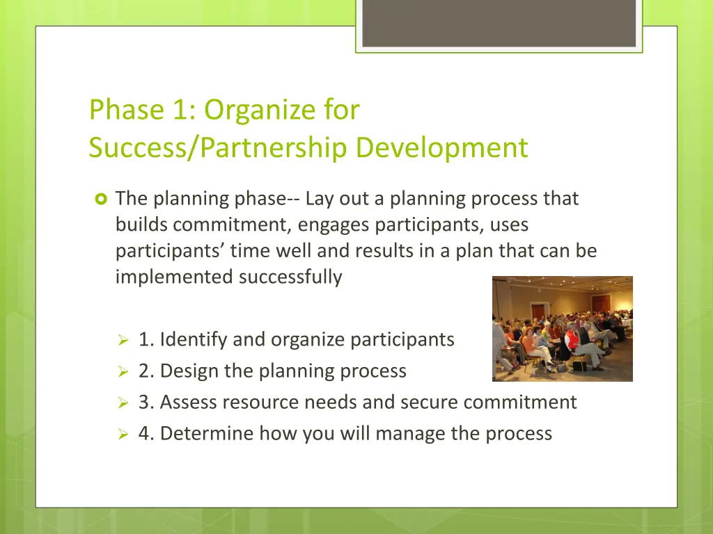 phase 1 organize for success partnership