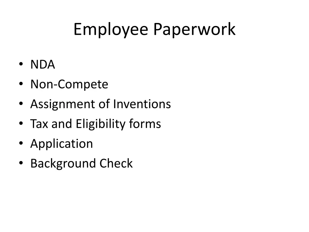 employee paperwork