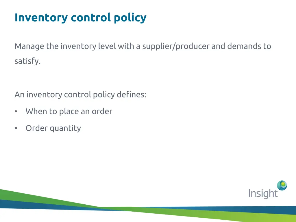inventory control policy