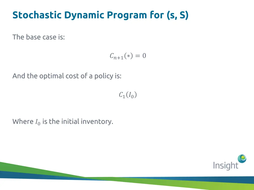 stochastic dynamic program for s s 3