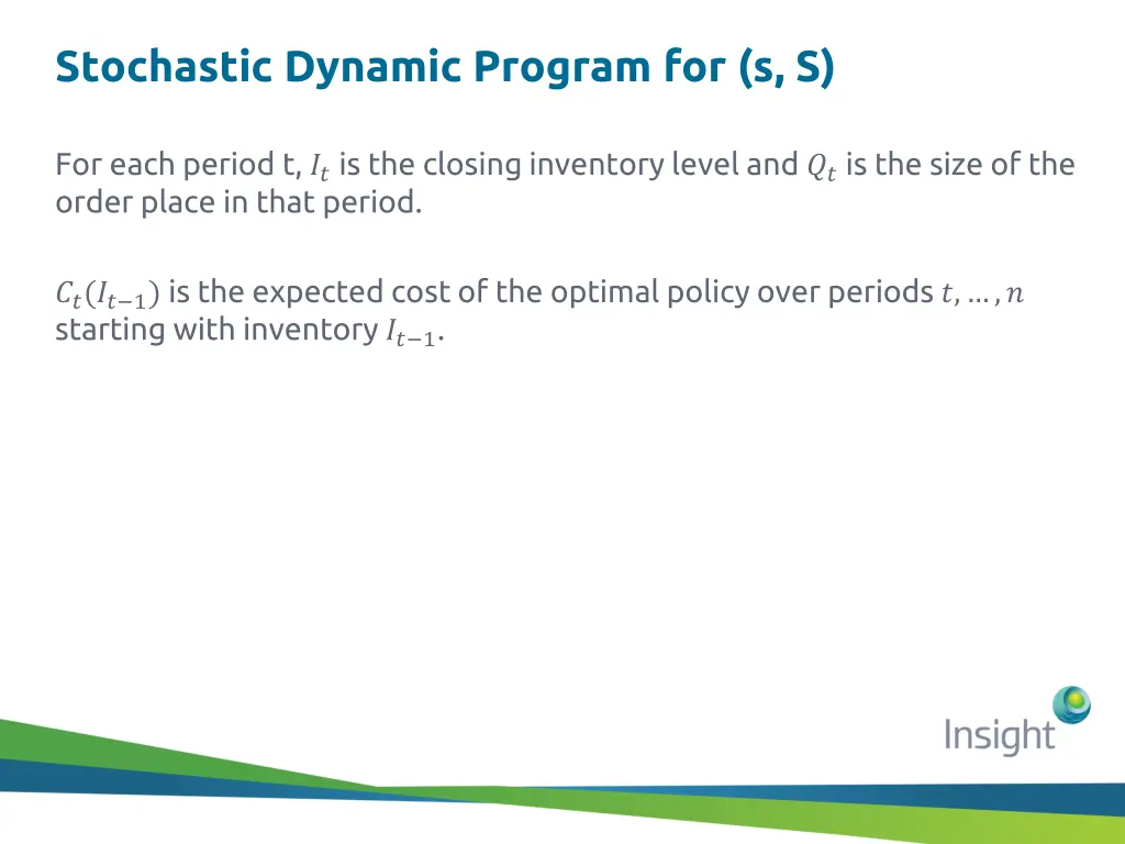 stochastic dynamic program for s s