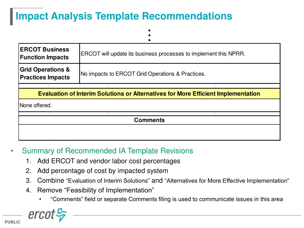 impact analysis template recommendations 1