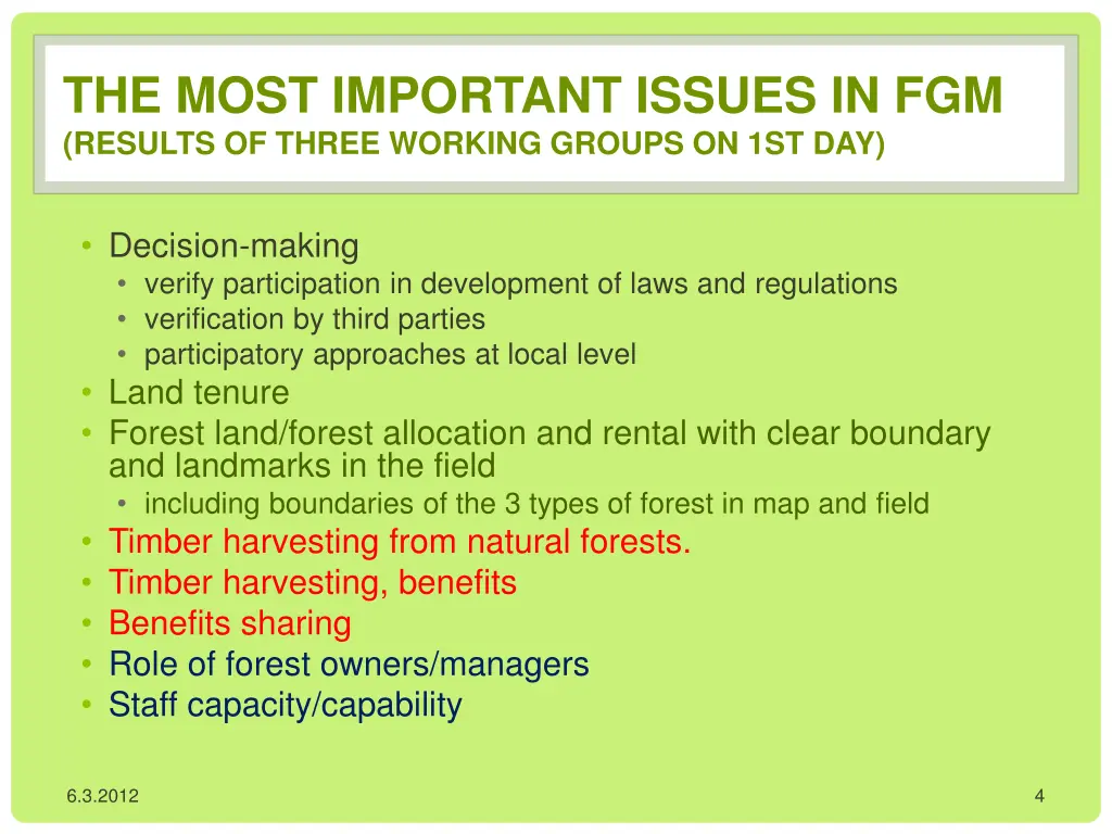 the most important issues in fgm results of three