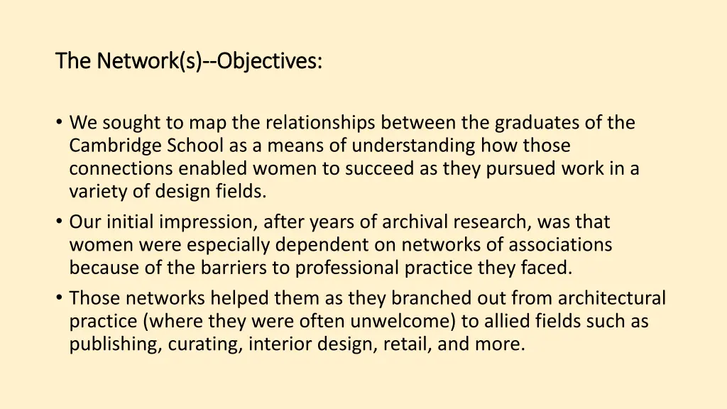the network s the network s objectives