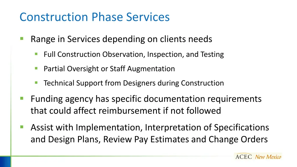construction phase services