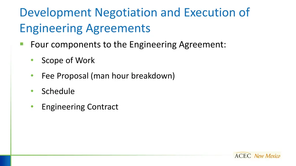 development negotiation and execution