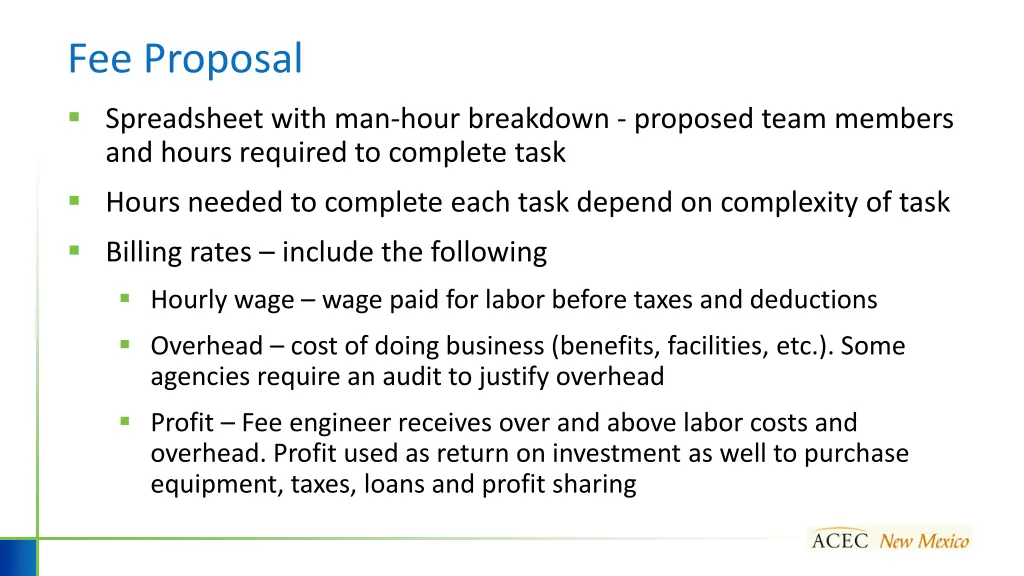 fee proposal