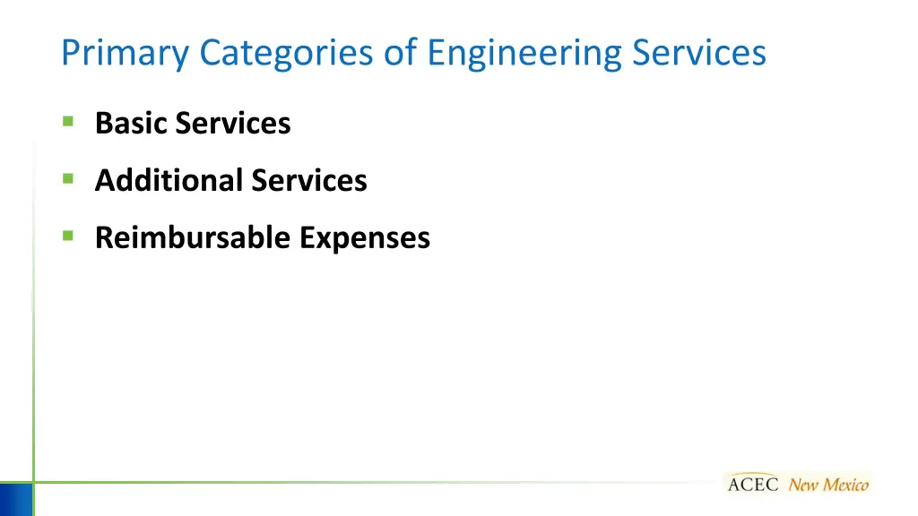 primary categories of engineering services