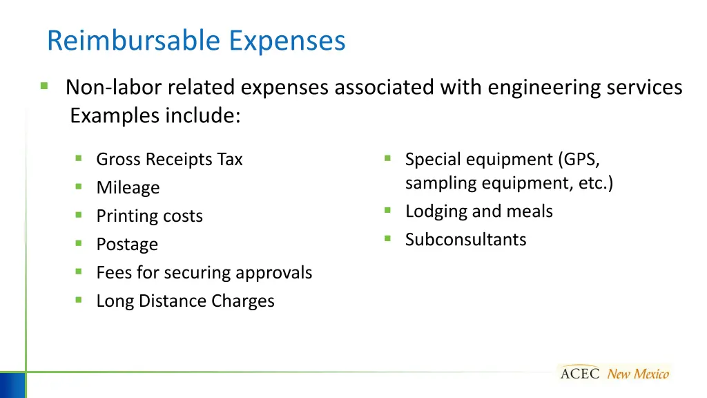 reimbursable expenses
