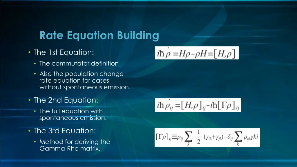 rate equation building