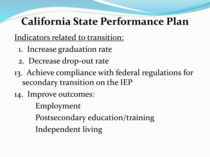 california state performance plan