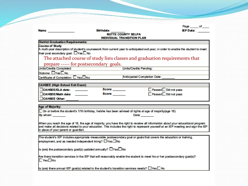 the attached course of study lists classes