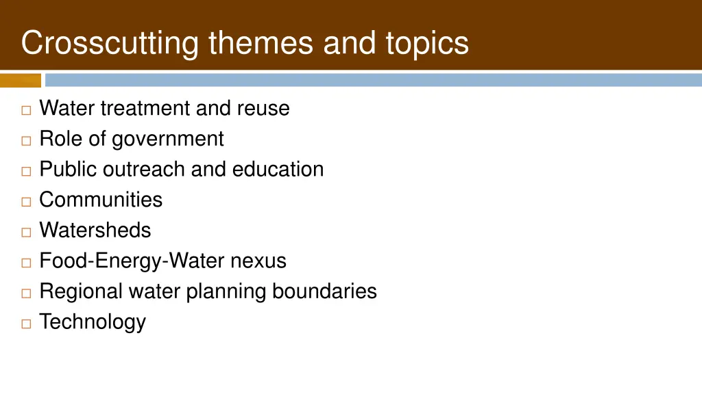 crosscutting themes and topics