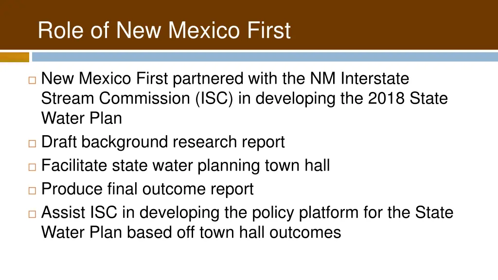 role of new mexico first