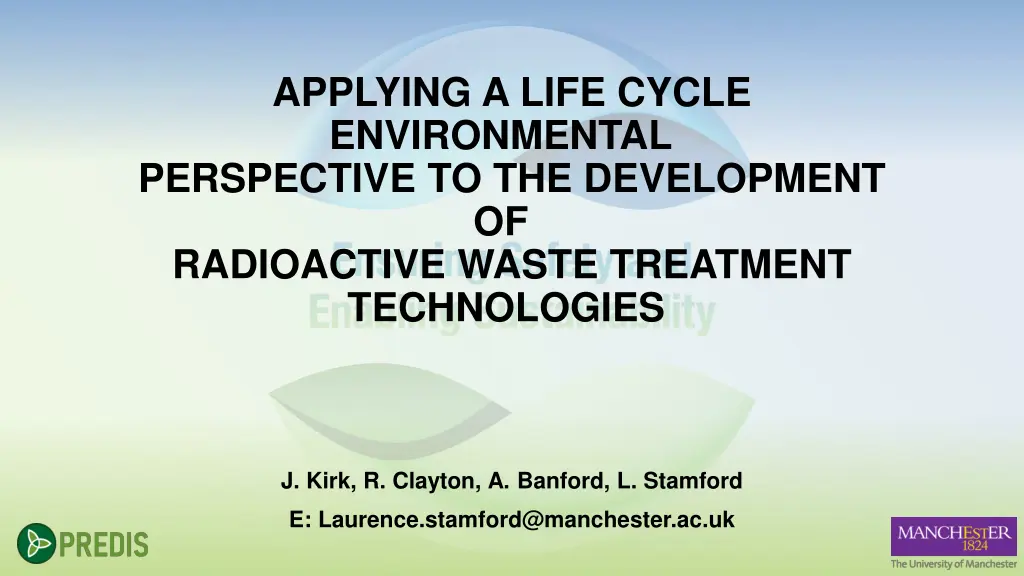 applying a life cycle environmental perspective